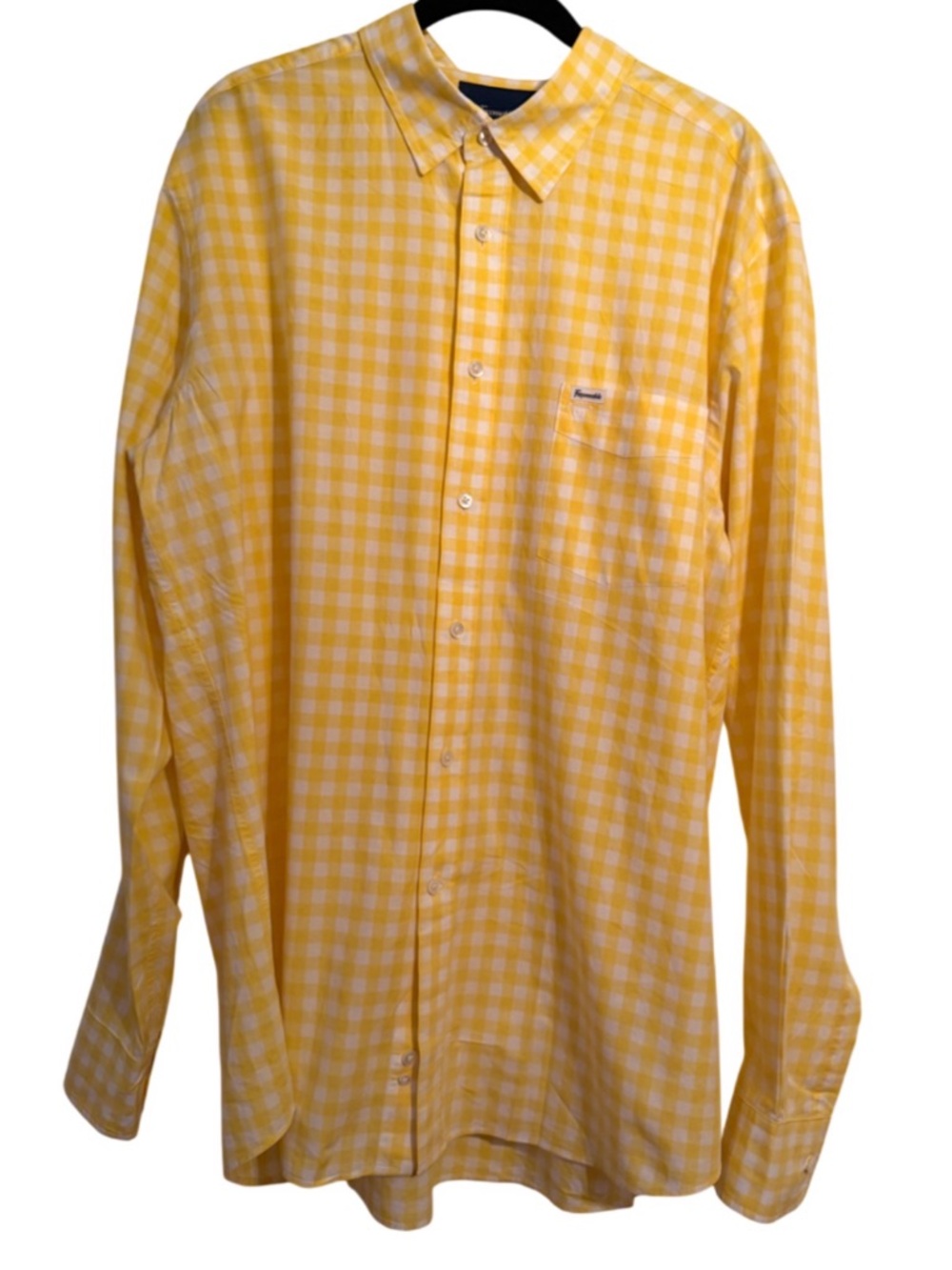 BEAUTIFUL FACONNABLE MEN’S TALL XLT Yellow White Gingham Button-Down Shirt NWOT